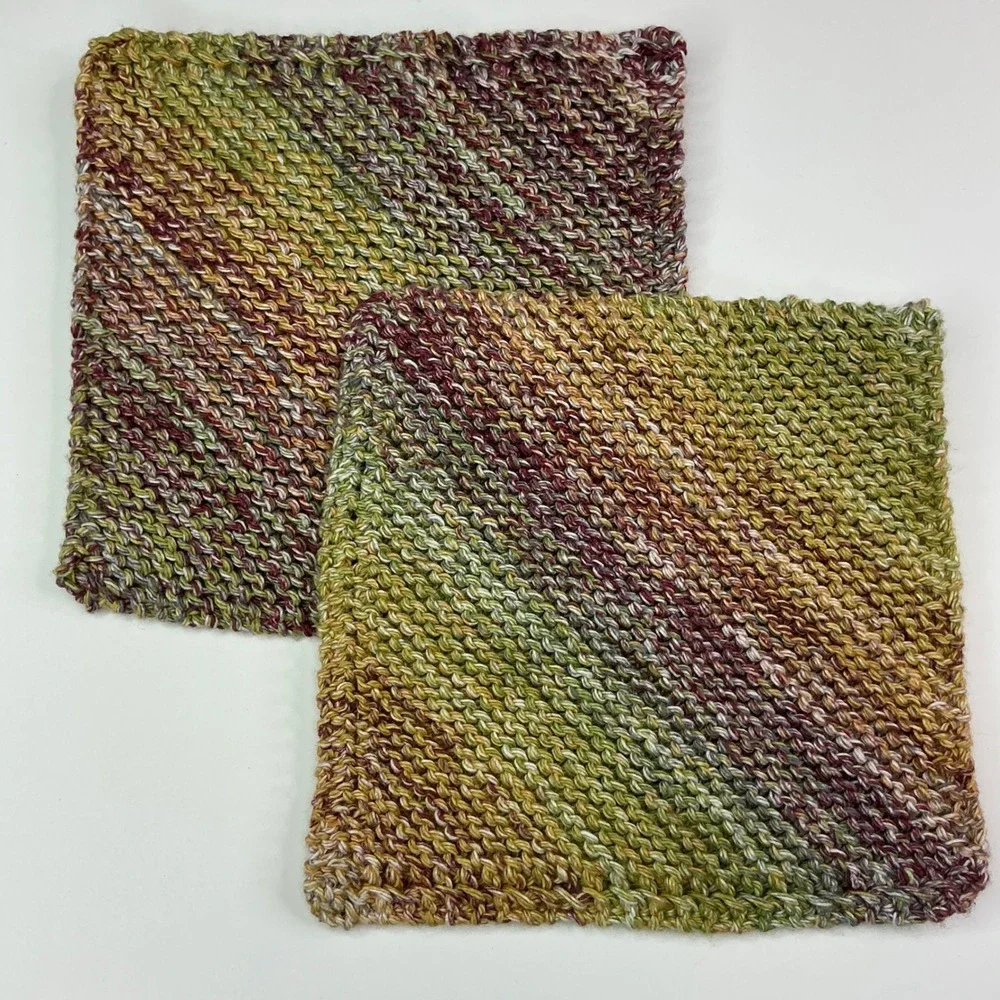 Handmade Nepalese Spices Dishcloth Set Unisex 6.5in Cotton Knit 2pc